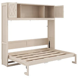 LUMISOL Murphy Bed Full Size, Wood Wall Bed Frame with Storage Cabinets, Farmhouse Cabinet Bed Frame for Guestroom, Apartment, Beige LUMISOL