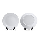 MR.R Sets of 2 Sublimation Blanks White Ceramic Flat Plate with Stand,Porcelain Plates. 8 inch Round Dessert or Salad Plate, Lead-Free, Safe in Microwave, Oven, and Freezer MR.R