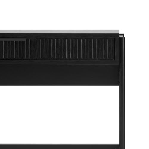 Walker Edison Office Writing and Computer Desk Spacious Desktop, Complementary in Living Spaces, 38 Inch, Reeded Black Walker Edison