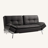 Modern Leather Convertible Folding Futon Couch Sofa Bed Adjustable Pillow Top Arm Memory Foam Couch Double Loveseat Sofa for Compact Living Space,Dorm,Game Studio,Apartment,Bedroom (Black PU) Klwenas Maec