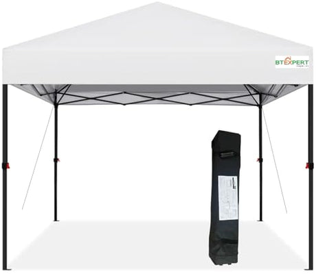 BTEXPERT 10x10ft 1-Person Setup Instant Pop Up Canopy Tent, One Touch Portable Commercial Shelter Outdoor Gazebo 1-Button Push Carrying Wheeled Bag for Home Party Deck Beach Wedding Camping Backyard BTEXPERT
