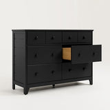 Storkcraft Moss 6 Drawer Double Dresser (Black) – GREENGUARD Gold Certified, Wood Dresser for Nursery, 6 Drawer Dresser, Kids Dresser, Nursery Dresser Drawer Organizer, Chest of Drawers Storkcraft