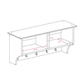 Prepac 36" Contemporary Wall Mounted Coat Rack, Coat Hooks Wall Mount with 2 Shelves, Ideal for Hallway or Entryway Storage Solution, 11.5"D x 36"W x 16.5"H, White Prepac