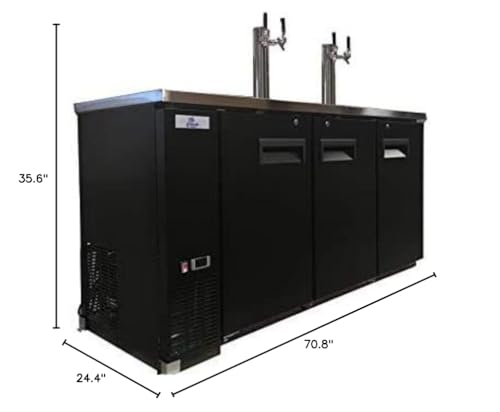 Beer Keg Dispenser Kegerator Commercial Refrigerator 72" Brew Fridge cooler Stainless steel NSF 4 Tap, Black, Three Half Keg, 2 Tower UDD24-72 cooler depot