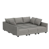 HONBAY Modular Sectional Sofa with Storage, Sleeper Sectional Sofa Modular Sectional Couch for Living Room, Grey HONBAY