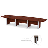 Thaweesuk Shop 16 ft Cherry Modern Executive Boat Shaped Conference Table Room Hide Wires Inside Elliptical Metal Legs Desk Grommets Racetrack 3 Power Modules Silver Boardroom Business Furniture Wood Generic