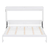 Ball & Cast Queen Size Murphy Bed,Hideaway Beds with Dual Piston Metal Folding Mechanism Designed,Wood Wall Cabinets Bedframe w/Slat Support and Storage Platform Top,Hardware Chain,for Apartment,White Ball & Cast