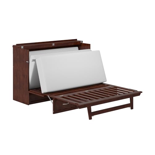 AFI, Northfield Murphy Bed Chest Queen with 6" Mattress, Storage Drawer & Built-in USB Charger, Walnut AFI