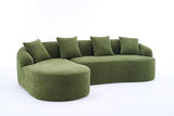 99" Oversized Curved Sectional Sofa with Chaise, Modern L-Shaped Chenille Cloud Couch, Extra Wide Deep Seat 4-Seater Couch with Pillows for Living Room, Apartment, or Home Theater, Green TTK
