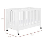 Babyletto Maki 2-in-1 Baby Crib Convertible to Toddler Bed - GREENGUARD Gold Certified Portable Folding Wood Crib w/ Toddler Conversion Kit - 4 Adjustable Heights, Easy to Assemble - White