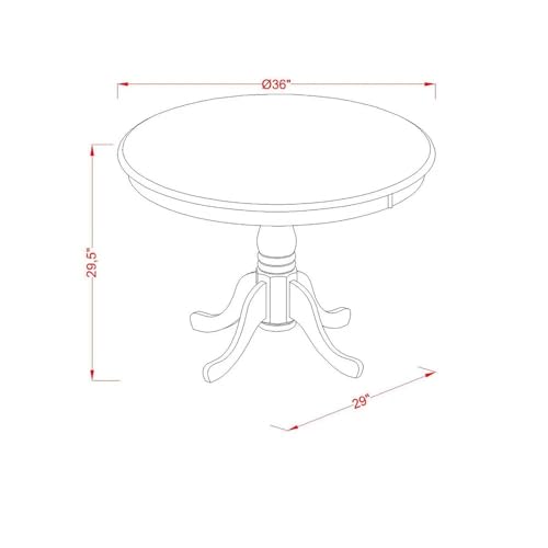 East West Furniture ANBO5-LWH-W 5 Piece Dinette Set for 4 Includes a Round Kitchen Table with Pedestal and 4 Dining Chairs, 36x36 Inch, Linen White East West Furniture