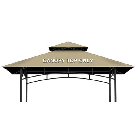5' x 8' Grill Gazebo Replacement Canopy Roof Only,Waterproof Double Tiered Shelter Cover,Outdoor BBQ Gazebo Canopy Top Fit for Gazebo Model L-GG001PST-F (Khaki) Iheqard