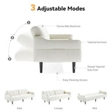 Chfeloai 80'' Futon Sofa Bed, Faux Leather Sleeper Couch, Convertible Loveseat with Adjustable Sofa Backrest, Modern Couches for Living Room, Bed Room, Apartment, Office (Beige) Chfeloai