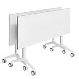 BTTBAOM White Folding Conference Table Bussiness Conference Room Tables with Flip-Top Design & Silent Wheels Portable for Trainings Offices Seminar Rooms (2pack, 47.3" D X 23.6" W X 29.5" H) BTTBAOM