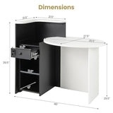 Giantex Reception Desk, Front Counter Desk with Lockable Drawer, Checkout Table with Round Tabletop, Corner Shelf & Adjustable Shelf for Office Beauty Salon Retail Store (Black & White)