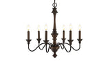 JONATHAN Y JYL1320A Oakley 25" 6-Light Midcentury Farmhouse Iron LED Chandelier Rustic Traditional Dining Room Living Room Kitchen Island Foyer, Wood Finished/Oil Rubbed Bronze JONATHAN Y