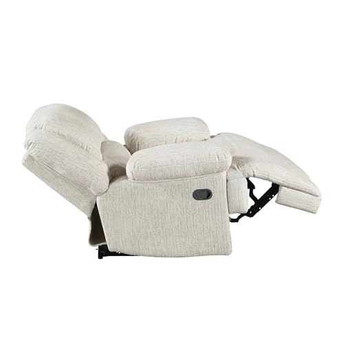 Lexicon Manual Reclining Chair-Textured Microfiber Wall Hugger Recliner, Tab Pull Reclining, Pillow Top Arms, for Living Room/Theater Seating/Apartment, Easy Assembly, Vanilla Beige