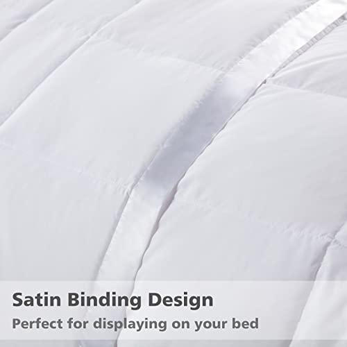APSMILE Lightweight Down Feather Fibers Blanket, Summer Cooling Down Feather Fibers Comforter Twin Size, Ultra-Soft Breathable Thin Bed Quilt Duvet with Satin Trim(Twin, Cream White) APSMILE