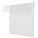 Ball & Cast Hideaway Bed Queen Size Murphy Bed with Ample Storage,Space-Saving Wall-Mounted Design Cabinets Bedframe w/Chevron Stripes,Hydraulic Lift System,for Apartment,White Ball & Cast