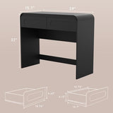 Vanity Desk, Makeup Vanity Desk with 2 Drawers and Storage Desktop Space, Modern Makeup Vanity Dressing Table with Curved Profile Design, Black Makeup Computer Writing Desk for Home Office Bedroom SOLACE FURNITURE