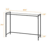 Livofloral 40.6" Tempered Glass Console Table for Entryway, Narrow Console Tables with Storage, Hallway Table for Entryway, Living Room, Black Sofa Tables Behind Couch, Modern Style, Easy Assemble Livofloral