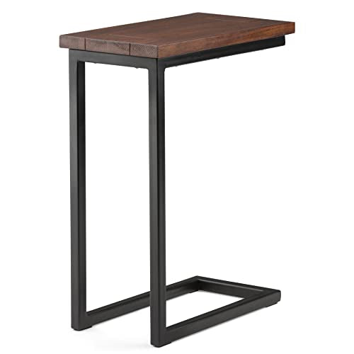 SIMPLIHOME Skyler SOLID MANGO WOOD and Metal 18 Inch Wide Rectangle C Side Table in Dark Cognac Brown, Fully Assembled, For the Living Room and SIMPLIHOME