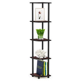 Furinno Turn-N-Tube 5 Tier Corner Display Rack Multipurpose Shelving Unit, 1-Pack, Dark Cherry/Black Furinno