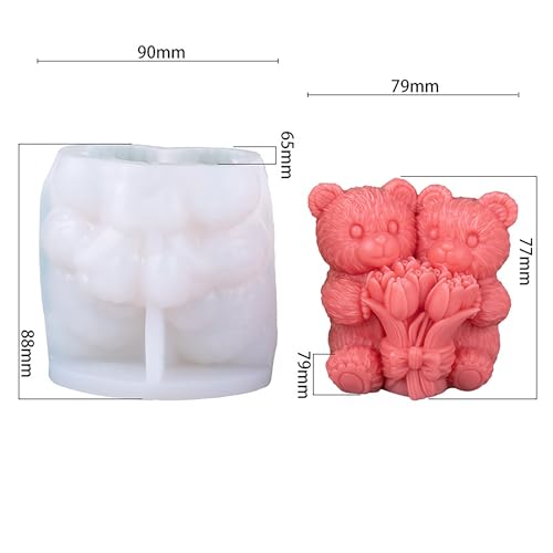 Large Flower Bear Cylinder Molds Silicone Wave Spiral Candle Mold - Silicone Resin Casting Molds for Candle & Resin & Soap Craft Supplies