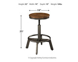 Signature Design by Ashley Torjin Industrial 24" Adjustable Height Barstool, 2 Count, Brown Signature Design by Ashley