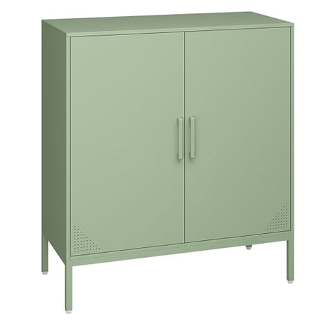 GirthIron Metal Locker Storage Cabinet with Adjustable Shelves, 2 Door Accent Cabinet Green Locking Tool File Cabinet Organizer for School Classroom,Bedroom,Gym Home Office,Entryway and Hallway GirthIron