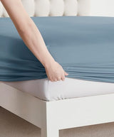 Clara Clark Bed Sheets, Premier 1800 Series Bed Sheet Set, Deep Pocket, Wrinkle, Fade, Stain Resistant, Luxury Soft Bedding Sheets & Pillowcases, Twin, Stone Blue Clara Clark
