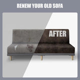 molasofa Leather Like Stretch Futon Slipcover Armless Futon Bed Sofa Cover Furniture Protector with Elastic Bottom, Soft and Washable Futon Cover for Sofa Bed Stay in Place（Larger，Dark Brown） molasofa