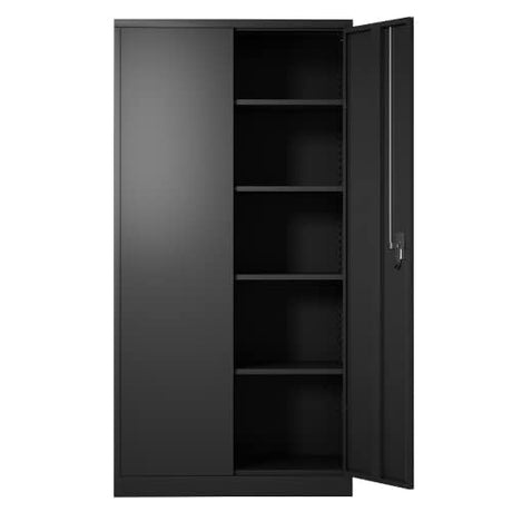 Waqiv 71" Metal Storage Cabinet with 5 Shelves, Steel Tall Large Space Office Locker with 2 Doors, Locking Tool Storage Cabinet for Home Office,Garage,Gym,Pantry,School Waqiv