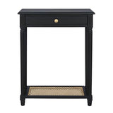 East at Main Lenora Console Table – 23.75” Narrow Entryway Table with Storage & Cane Shelf – Solid Wood Accent for Hallways, Foyers, and Small Spaces – French Country & Traditional Style (Black) East at Main