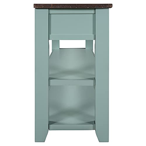 48'' Solid Wood Console Table, Modern Entryway Sofa Side Table with 3 Storage Drawers and 2 Shelves. Easy to Assemble (Green)