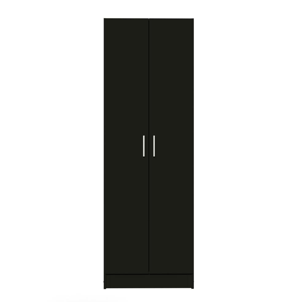 Madesa Pantry Storage Cabinet Armoire Closet with 2 Doors and 5 Utility Shelves 23" L Wooden Organization Unit for Bedroom, Office, Laundry Room, Kitchen, and Garage - Black Madesa