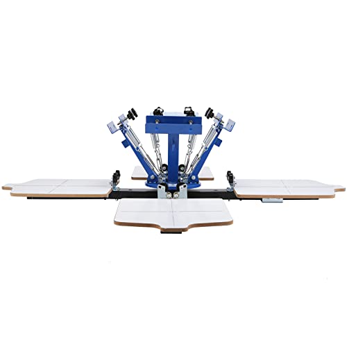 VEVOR Screen Printing Machine, 4 Color 4 Station 360° Rotable Silk Screen Printing Press, 21.2x17.7in Screen Printing Press, Double-Layer Positioning Pallet for T-Shirt DIY Printing VEVOR