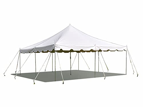 Party Tents Direct 20’ x 20’ Weekender Canopy Pole Tent, Indoor and Outdoor Heavy Duty Easy Up, 80 Person Capacity Tent for Parties, Weddings, and Events, Commercial and Residential Use, PVC White Top