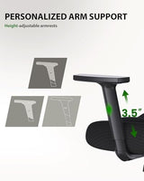 Marsail Ergonomic Office Chair Ergonomic Gaming Chair with Lumbar Support, 2D Headrest, Adjustable Armrests, Contoured Seat Cushion, Computer Desk Chair with Wheels for Home and Office (Dark) Marsail