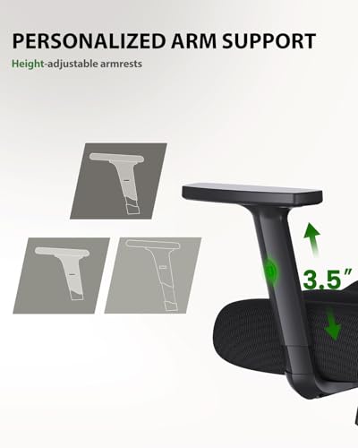 Marsail Ergonomic Office Chair Ergonomic Gaming Chair with Lumbar Support, 2D Headrest, Adjustable Armrests, Contoured Seat Cushion, Computer Desk Chair with Wheels for Home and Office Marsail