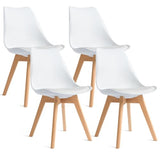 CangLong, White Modern Set, Shell Chair with Wood Legs for Kitchen, Dining, Living Room-Set of 4, Pack of 4 CangLong