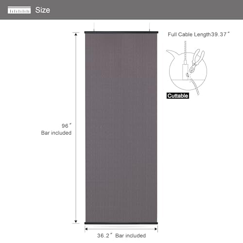 DECOLAB Hanging Panel Room Divider, Ceiling Mount Suspension Partition Panels for Open Floor Living, Bedroom, Office, Space Saving, 36" W x 96" L, Set of 2, Storm DECOLAB