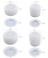 4pcs Cup Shape Candle Jar Silicone Mold with Lid, Handmade Storage Bowl Resin Mould, Flower Pot Vase Concrete, DIY Plaster Cast Cement Rings Jewelry Storage Box Mold