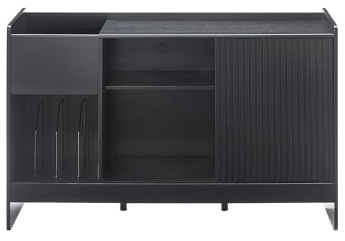 Crosley Furniture Arden Mid Century Record Storage Console Turntable Stand, Vinyl Storage Up to 315 Records, Black Crosley Furniture