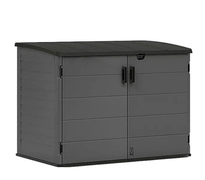 Stow-Away Horizontal Storage Shed, Outdoor Storage Box, Gray, Double Door Design-BMS4781 Generic