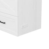 Ball & Cast Queen Murphy Bed with Charging Station,Farmhouse Murphy Cabinet with Large Storage Drawer,Hideaway Bed Foldable Platform Bed for Guest Room, Apartment, White Ball & Cast