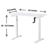 UNICOO Crank Adjustable Height Standing Desk, Adjustable Sit to Stand-up Home Office Desk, Computer Table, Portable Writing Desk (White Top/White Frame - NTCSET-01-WW) UNICOO
