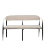 Christopher Knight Home Names Modern Metal Loveseat, Living Room Fabric Upholstered Settee, Curved Open Backrest 2-Seater Sofa, Cozy Couch for Bedroom, Apartment, Home Office, Black+ Gold + Beige Christopher Knight Home