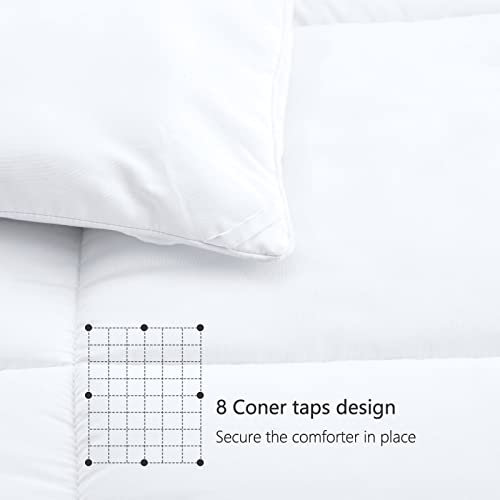 TEXARTIST Premium 2100 Series Twin Comforter All Season Breathable White Comforter Soft 4D Spiral Fiber Quilted Down Alternative Duvet with Corner Tabs Luxury Hotel Style (64"x88") TEXARTIST