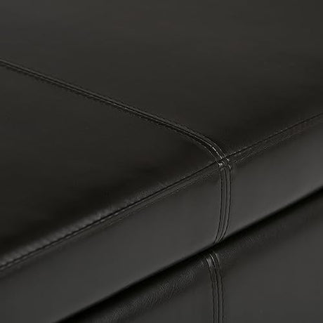SIMPLIHOME Avalon 48 Inch Wide Contemporary Rectangle Storage Ottoman Bench in Tanners Brown Vegan Faux Leather, For the Living Room, Entryway and Family Room SIMPLIHOME